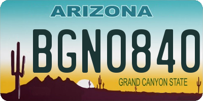 AZ license plate BGN0840