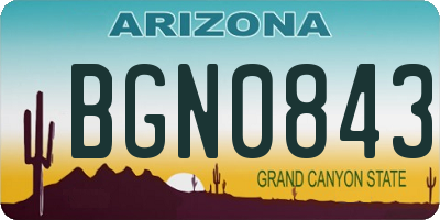 AZ license plate BGN0843