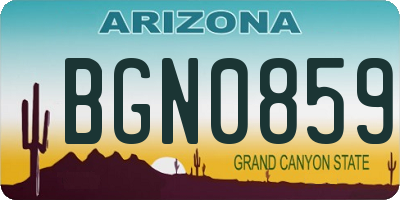AZ license plate BGN0859