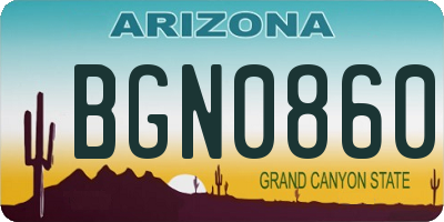 AZ license plate BGN0860