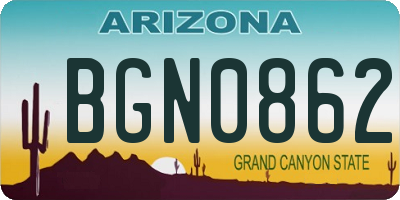 AZ license plate BGN0862