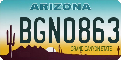 AZ license plate BGN0863