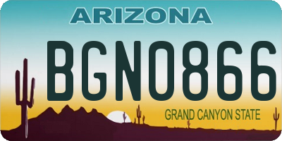 AZ license plate BGN0866