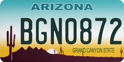 AZ license plate BGN0872