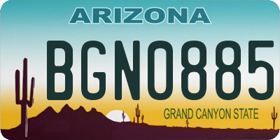 AZ license plate BGN0885