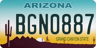 AZ license plate BGN0887
