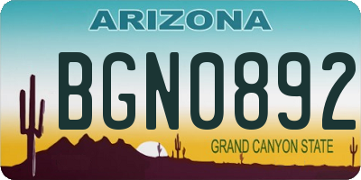 AZ license plate BGN0892