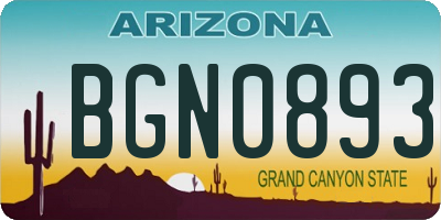 AZ license plate BGN0893