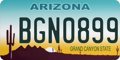 AZ license plate BGN0899