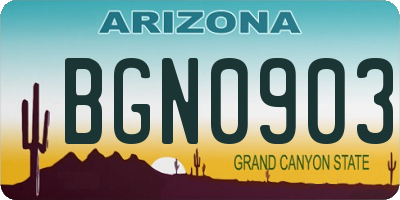 AZ license plate BGN0903