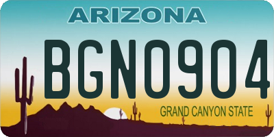 AZ license plate BGN0904