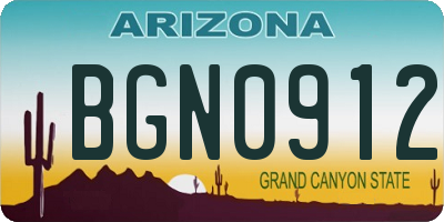 AZ license plate BGN0912