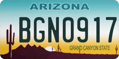 AZ license plate BGN0917