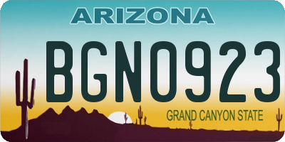 AZ license plate BGN0923