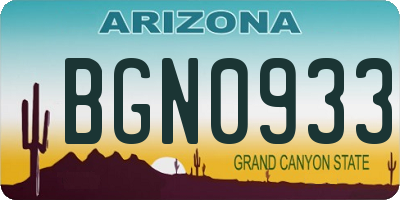AZ license plate BGN0933