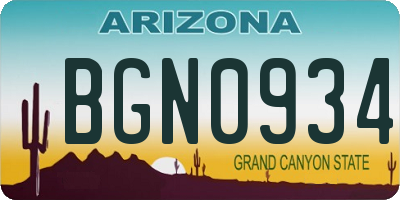 AZ license plate BGN0934