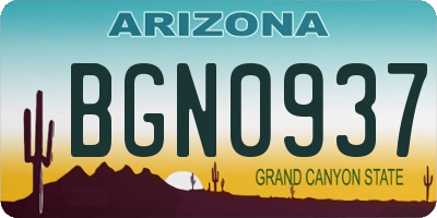 AZ license plate BGN0937