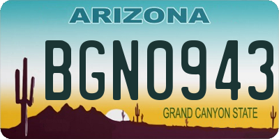 AZ license plate BGN0943