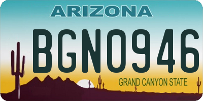 AZ license plate BGN0946