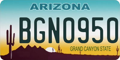 AZ license plate BGN0950