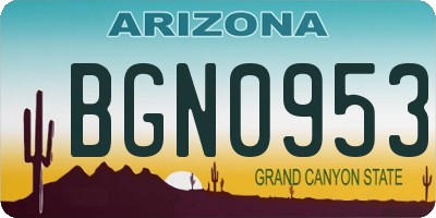AZ license plate BGN0953