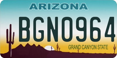 AZ license plate BGN0964