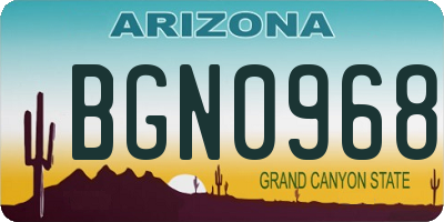 AZ license plate BGN0968