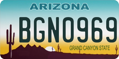 AZ license plate BGN0969