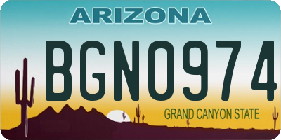 AZ license plate BGN0974