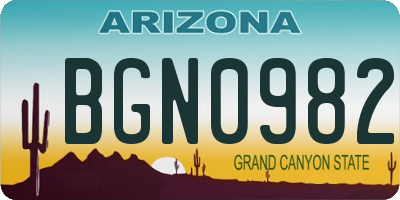 AZ license plate BGN0982