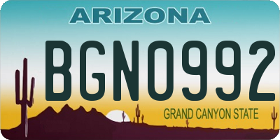 AZ license plate BGN0992
