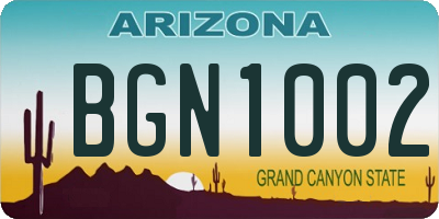 AZ license plate BGN1002
