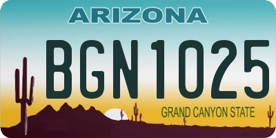 AZ license plate BGN1025