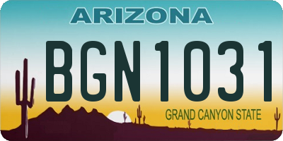 AZ license plate BGN1031