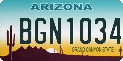 AZ license plate BGN1034