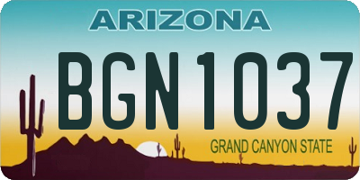AZ license plate BGN1037