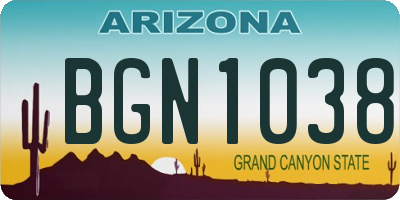 AZ license plate BGN1038