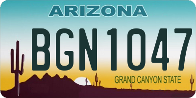 AZ license plate BGN1047