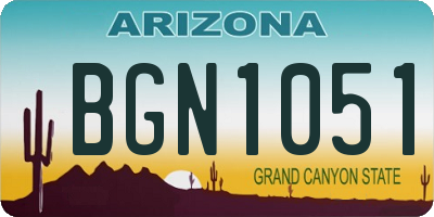 AZ license plate BGN1051