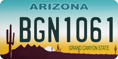 AZ license plate BGN1061