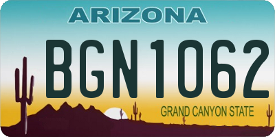 AZ license plate BGN1062