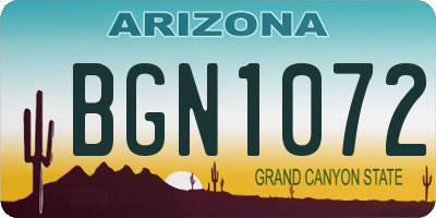 AZ license plate BGN1072