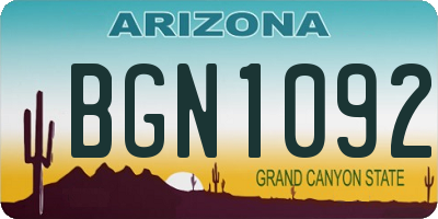 AZ license plate BGN1092