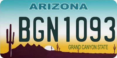AZ license plate BGN1093