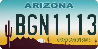 AZ license plate BGN1113