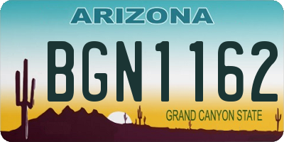 AZ license plate BGN1162
