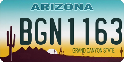 AZ license plate BGN1163