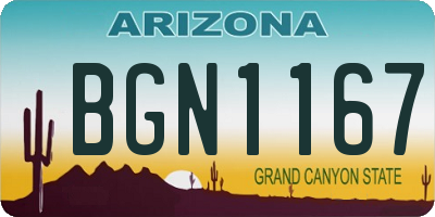 AZ license plate BGN1167