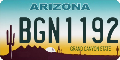 AZ license plate BGN1192