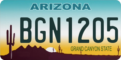 AZ license plate BGN1205